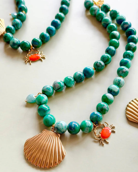Crabby Patty African Turquoise Necklace from Mosk Melbourne available at The Honey Emporium