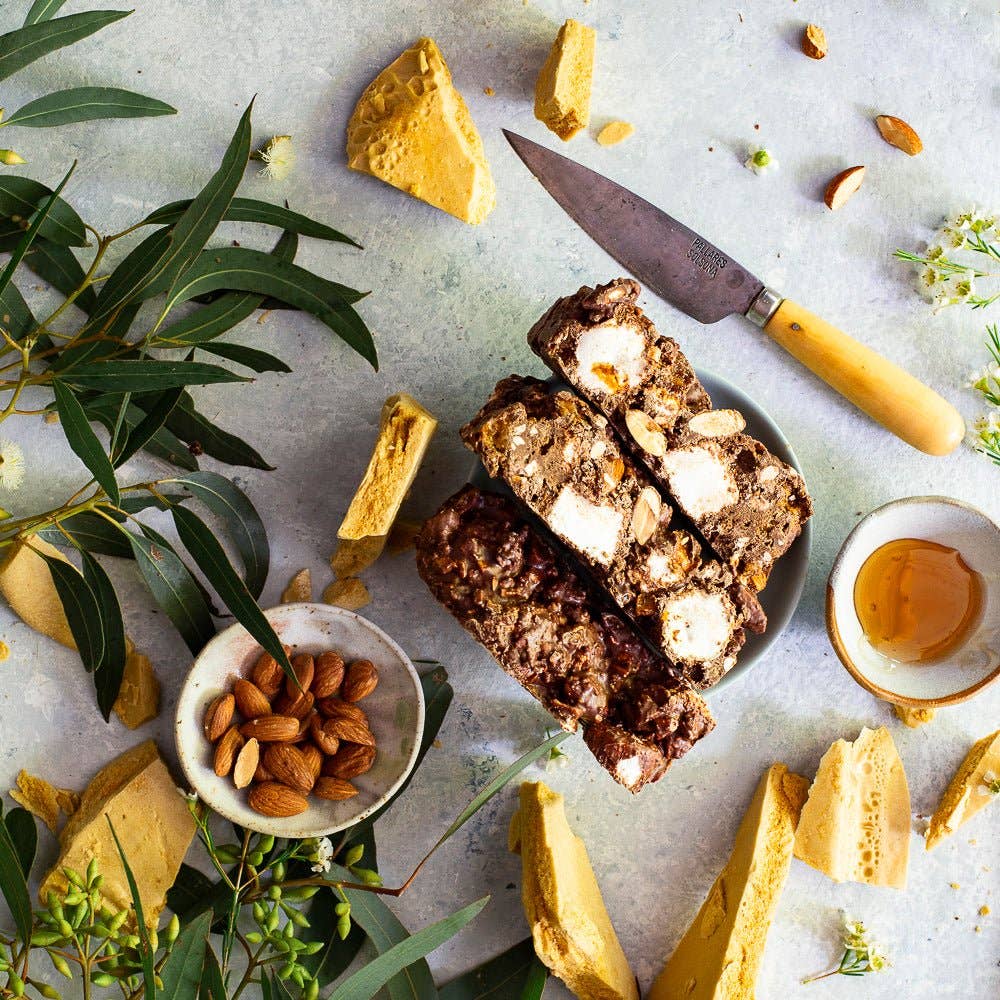 Pebbly Path Honeycomb Highway Rocky Road available at The Honey Emporium