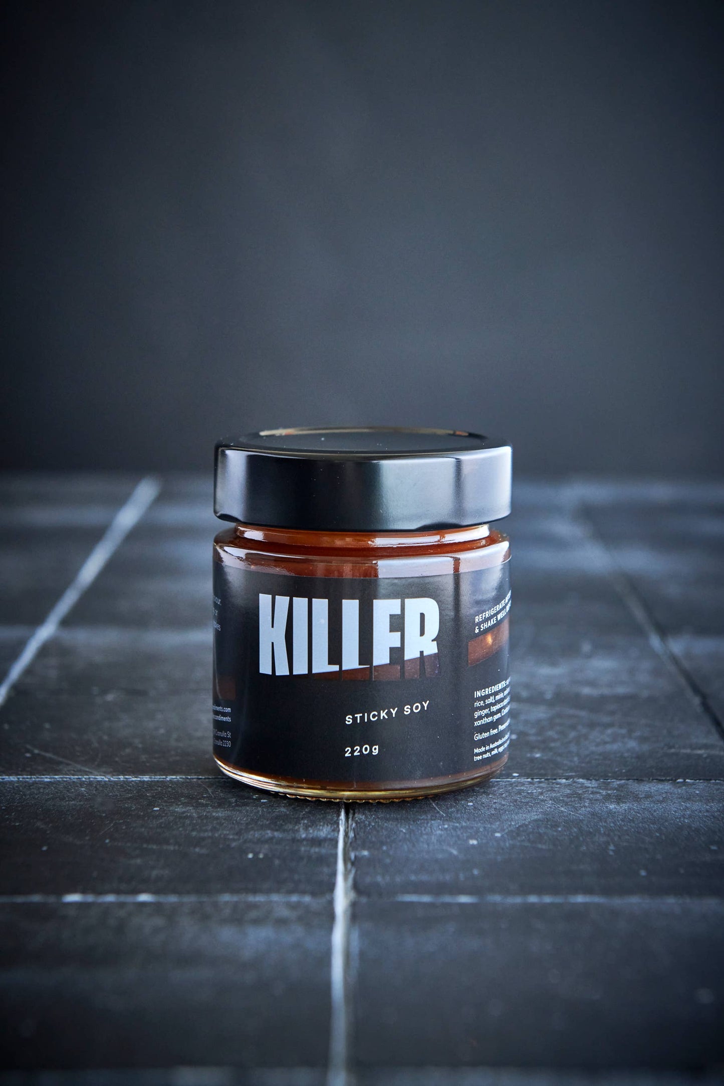 Killer Condiments Sticky Soy 220g available at The Honey Emporium