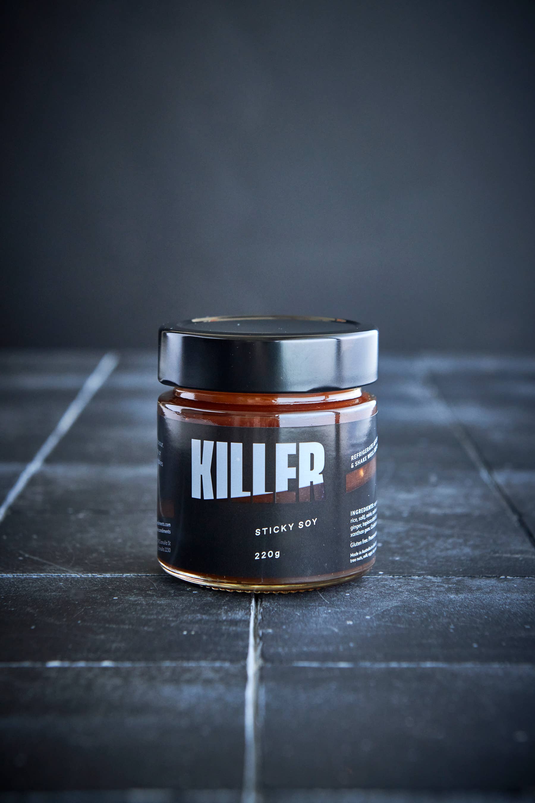 Killer Condiments Sticky Soy 220g available at The Honey Emporium