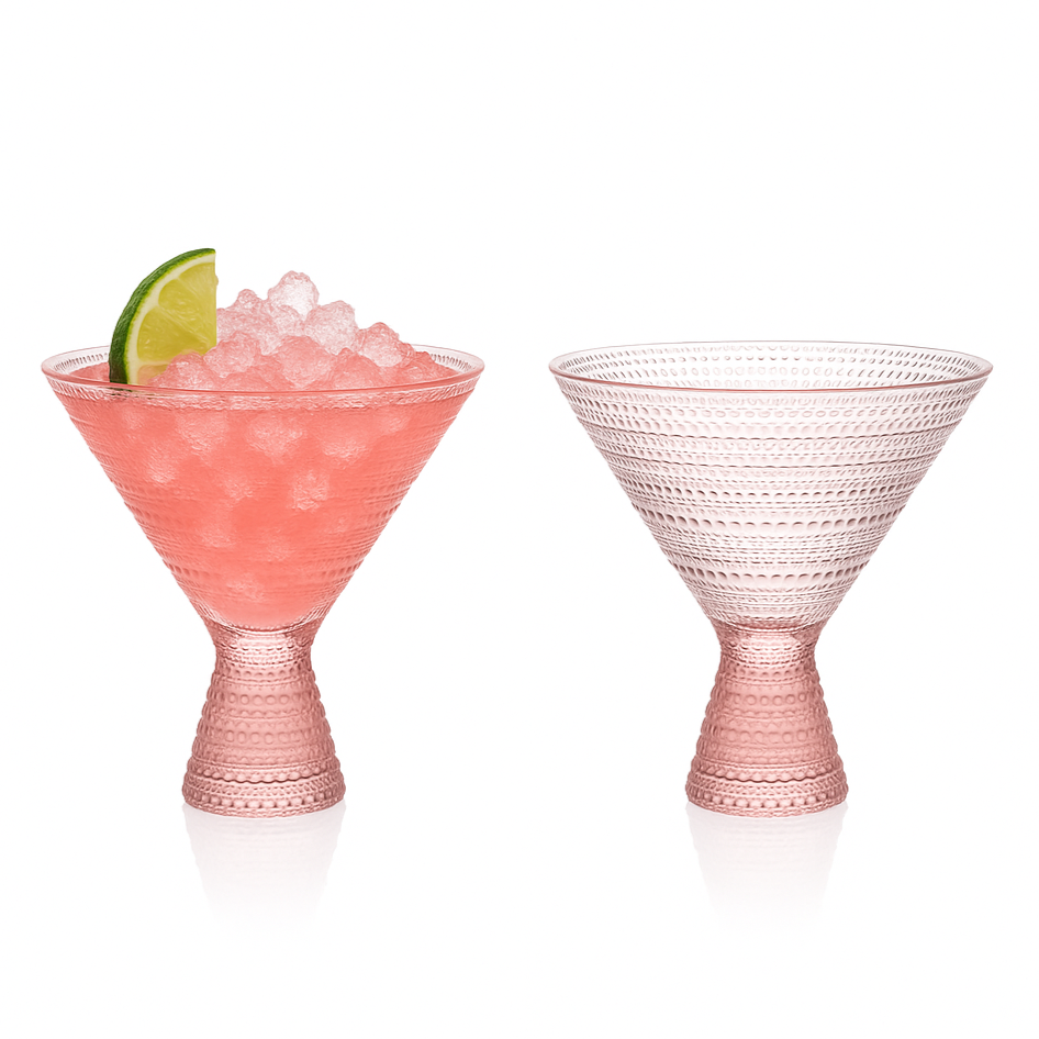 Pink Hobnail Martini Glasses (Set of 1) - 9oz