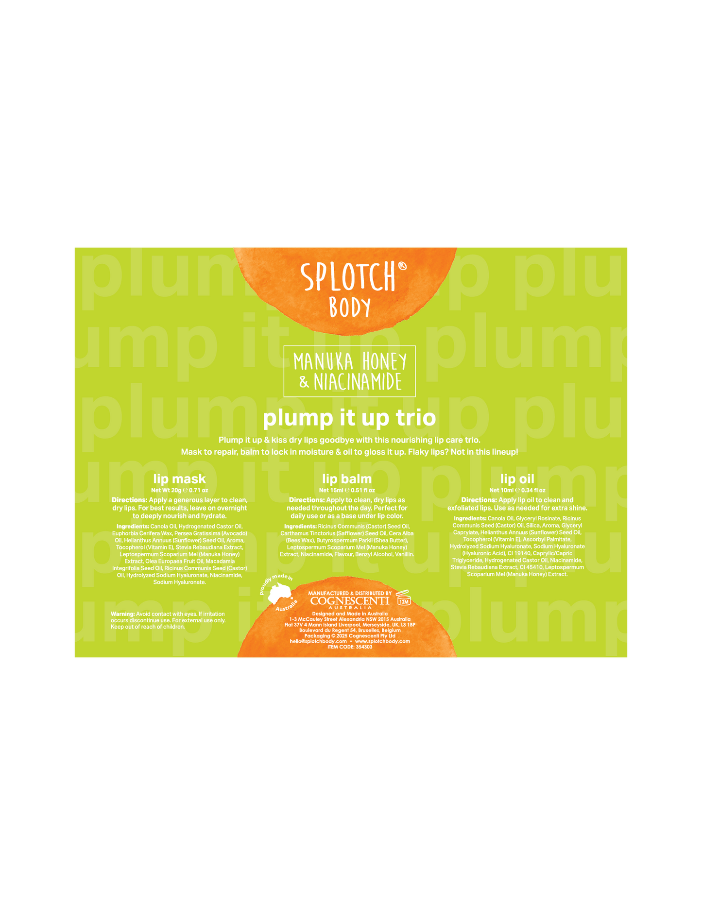 Manuka Honey & Niacinamide Plump It Up...Lip Care Trio