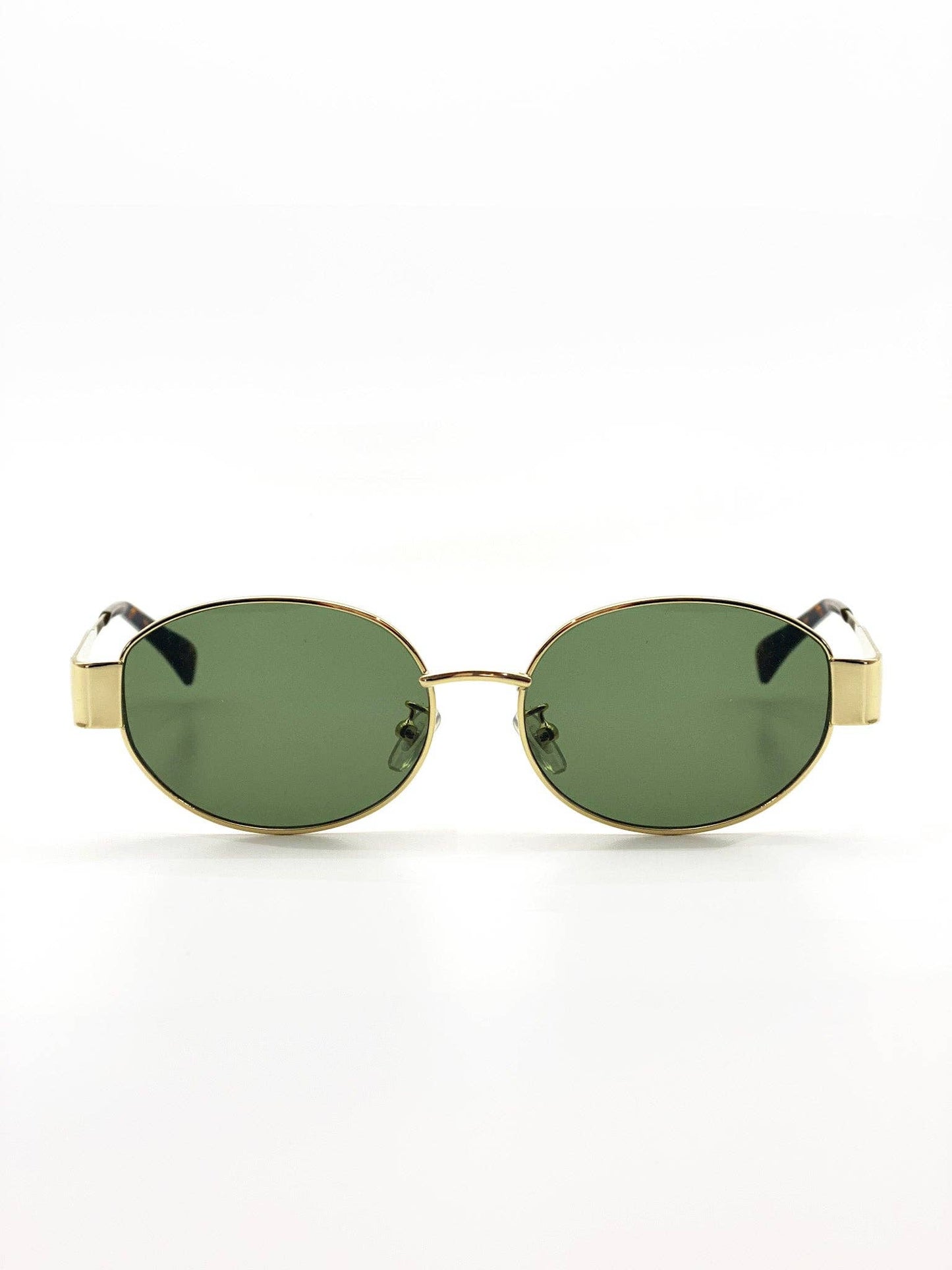 L&S Round Metal Oval Sunglasses in Green