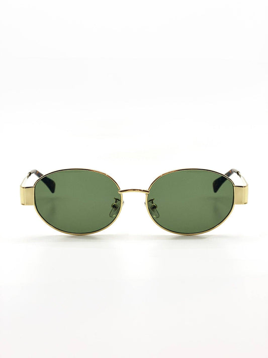 L&S Round Metal Oval Sunglasses in Green