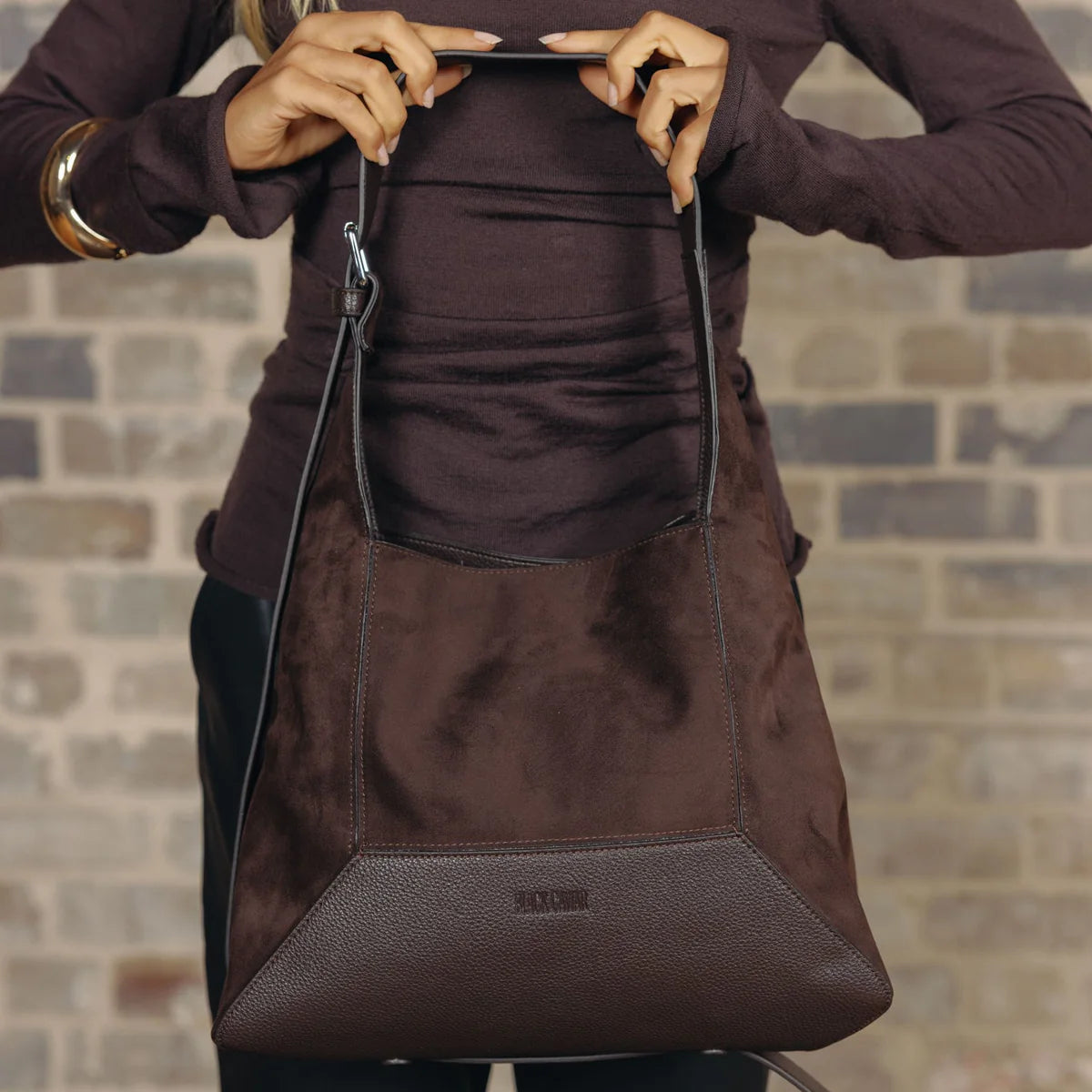 Black Caviar Jacqueline Cocoa 3 Piece Handbag available at The Honey Emporium