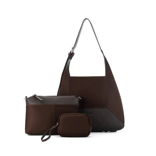 Black Caviar Jacqueline Cocoa 3 Piece Handbag available at The Honey Emporium