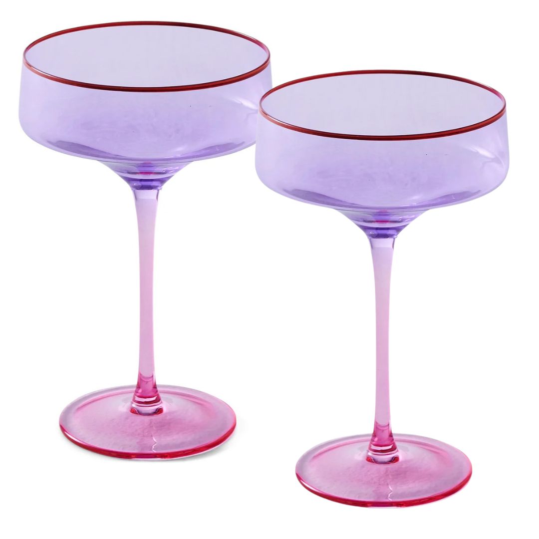 Kip&Co Lilac Colour Block Margarita Glass | 2 Piece Set