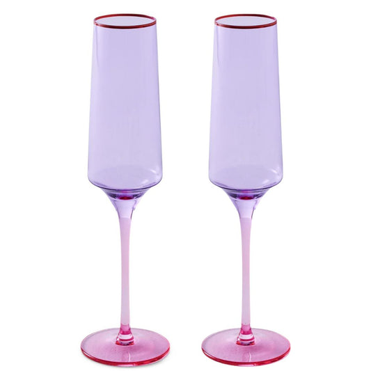 Kip&Co Lilac Colour Block Champagne Glasses 2 Piece Set