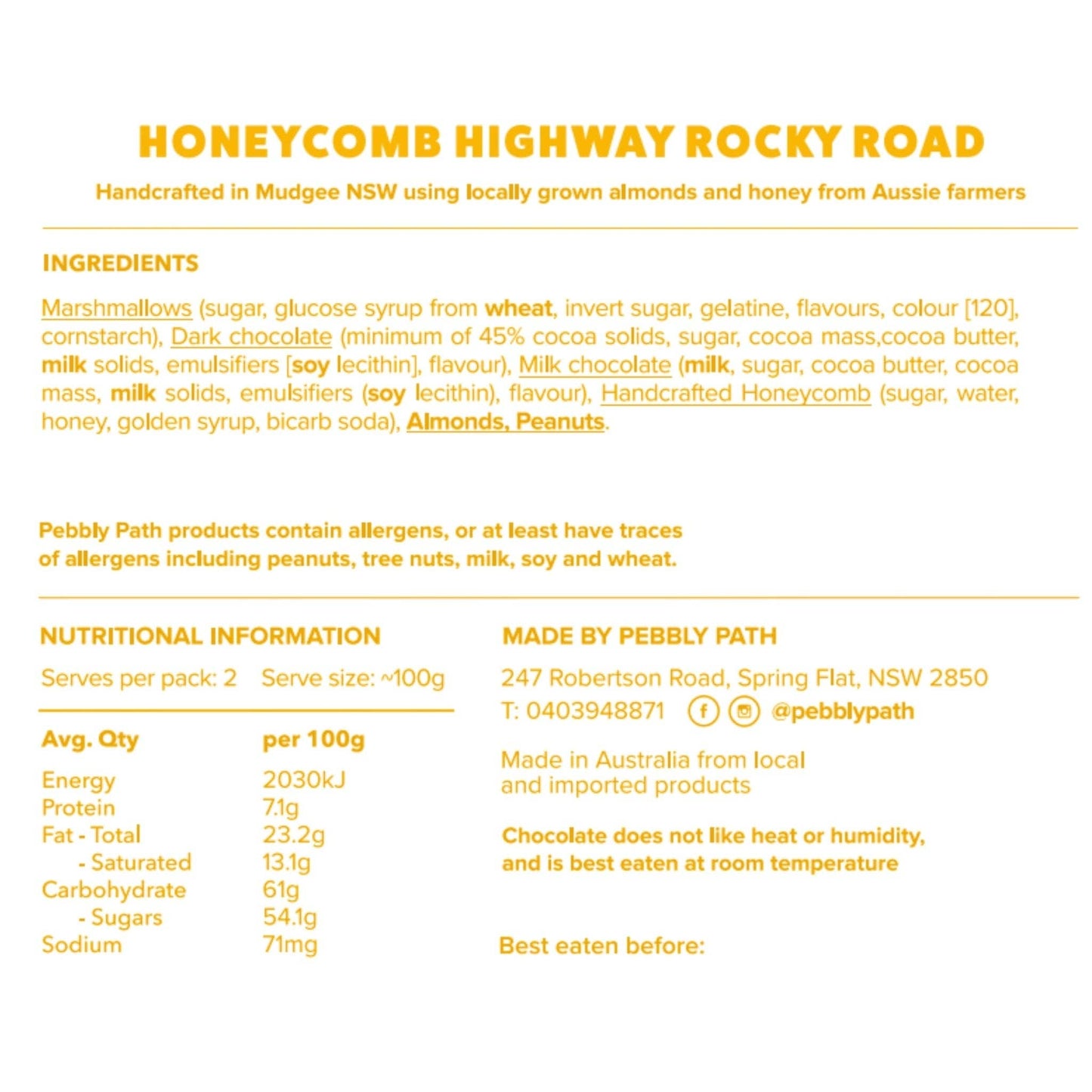Pebbly Path Honeycomb Highway Rocky Road available at The Honey Emporium