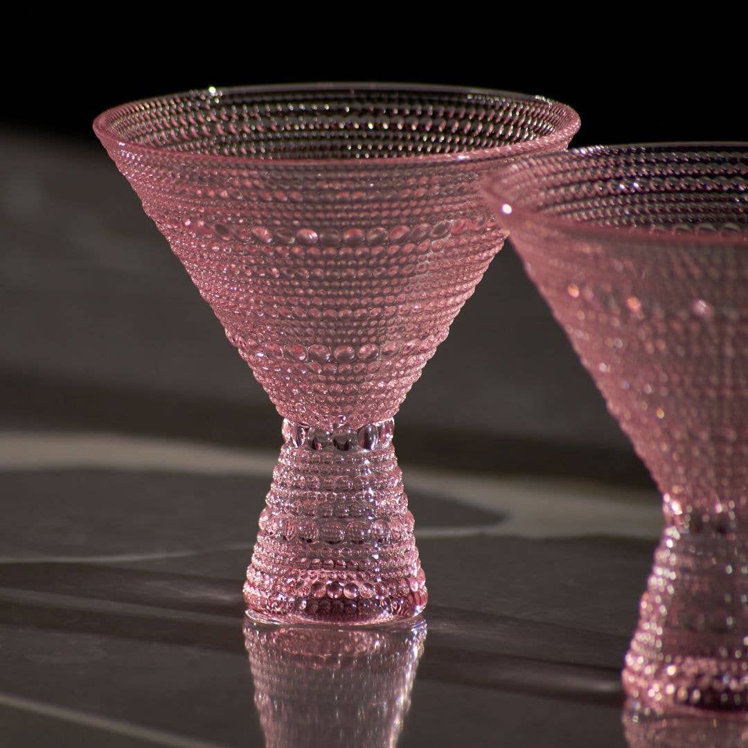 Pink Hobnail Martini Glasses (Set of 1) - 9oz