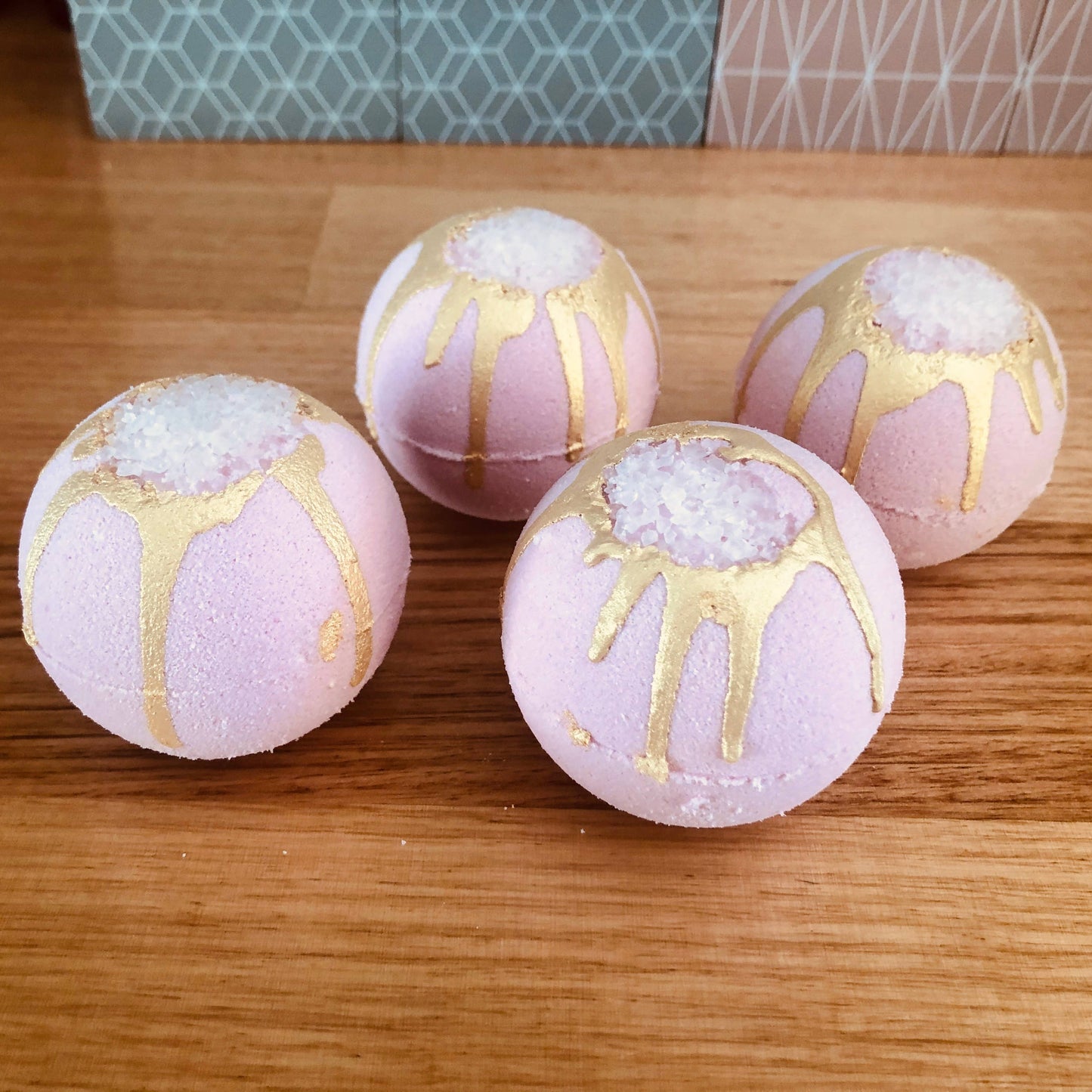 Suave Soaps Handmade Rose Gold Goat Milk Bath Bomb available at the Honey Emporium