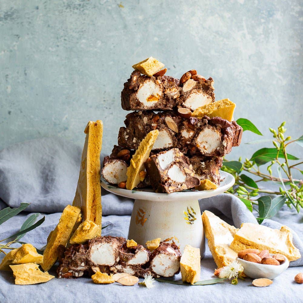 Pebbly Path Honeycomb Highway Rocky Road available at The Honey Emporium