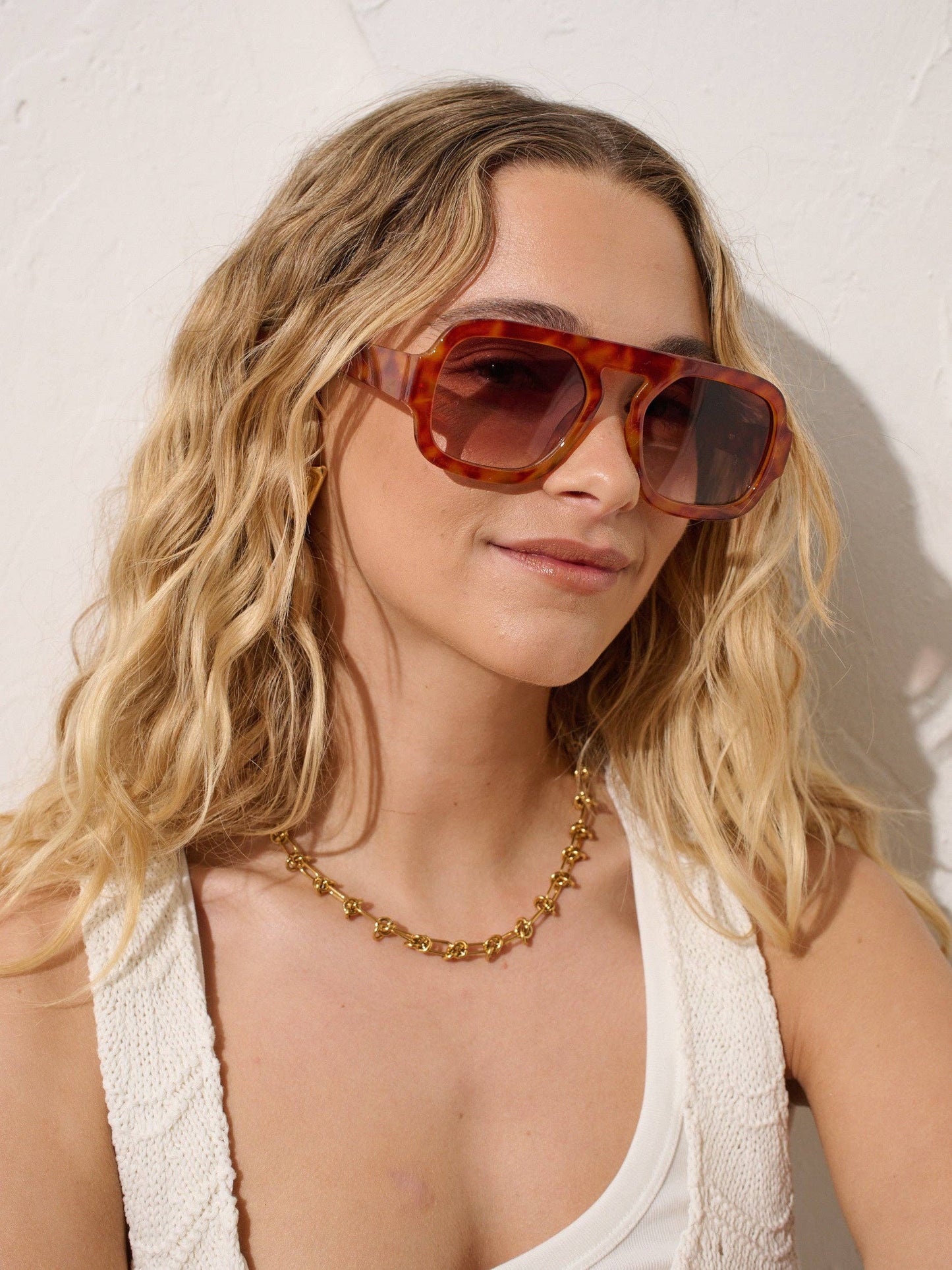 L&S Retro Aviator Sunglasses in Vintage Tort