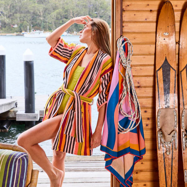 Kip&Co Casablanca Stripe Terry Mini Robe