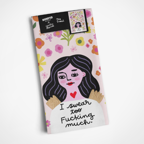 I Swear Too Fucking Much Grumpy Angel Dish Towel
