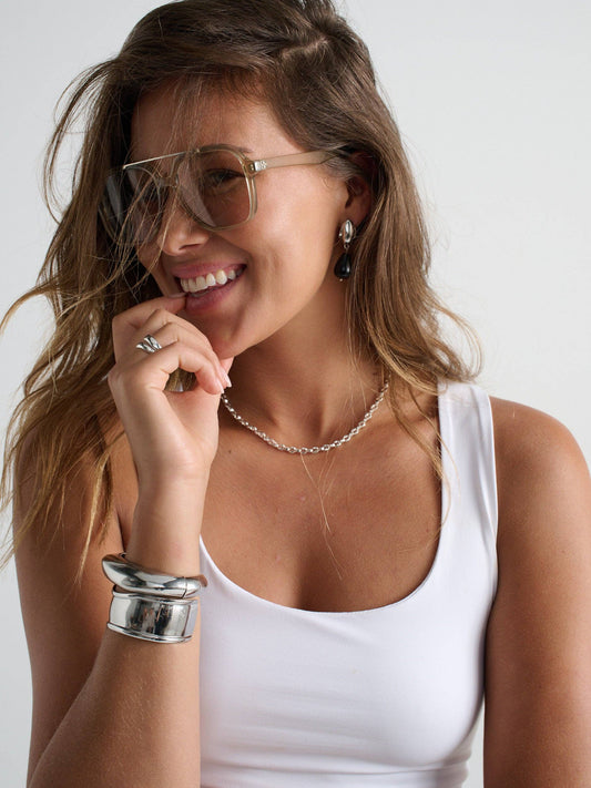 Giselle Clear Grey Aviator Sunglasses