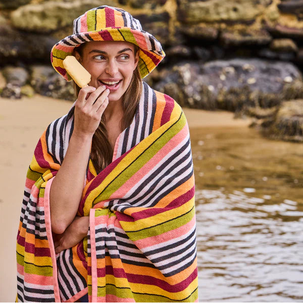 Kip & Co Casablanca Stripe Terry Beach Towel available at The Honey Emporium