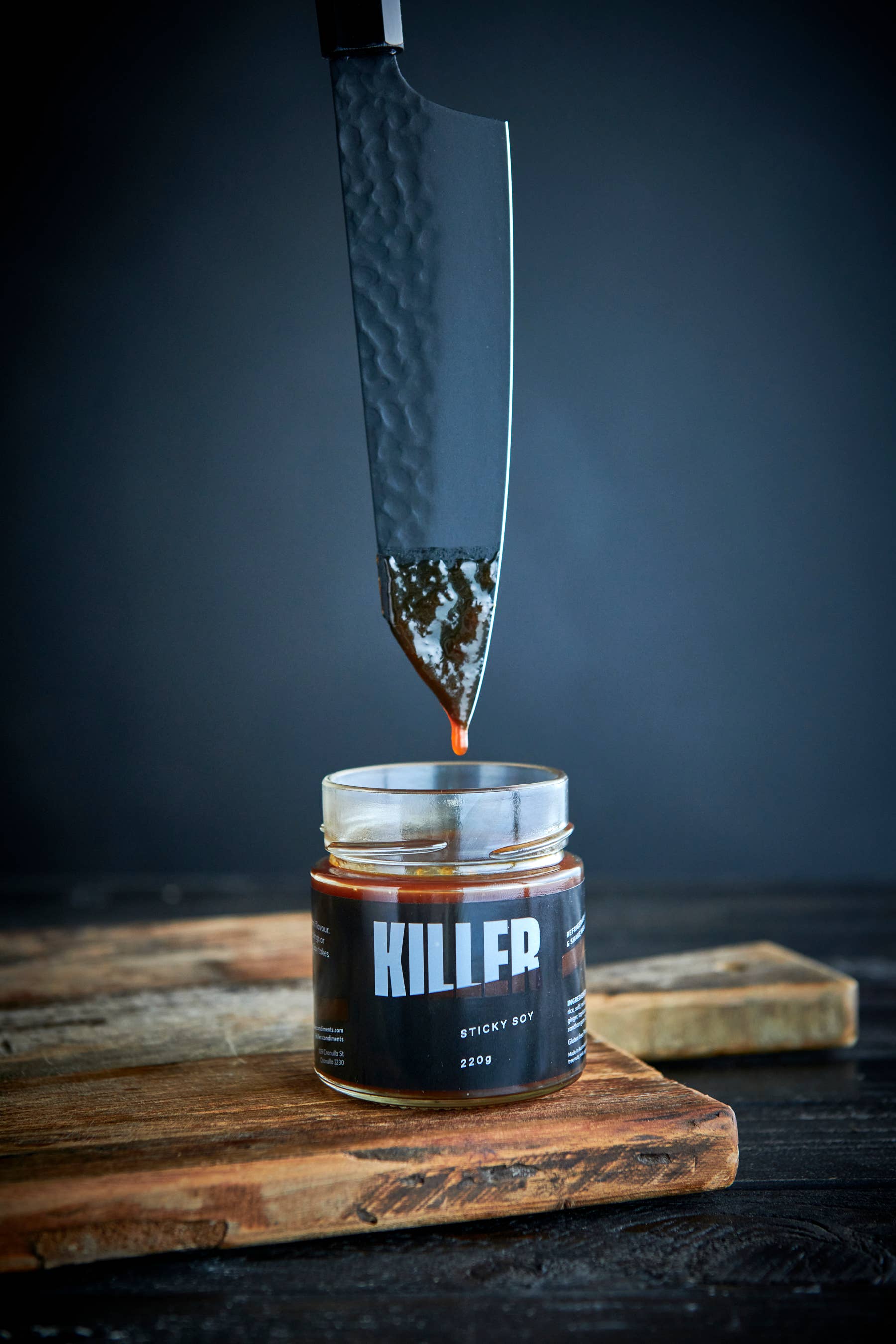Killer Condiments Sticky Soy 220g available at The Honey Emporium