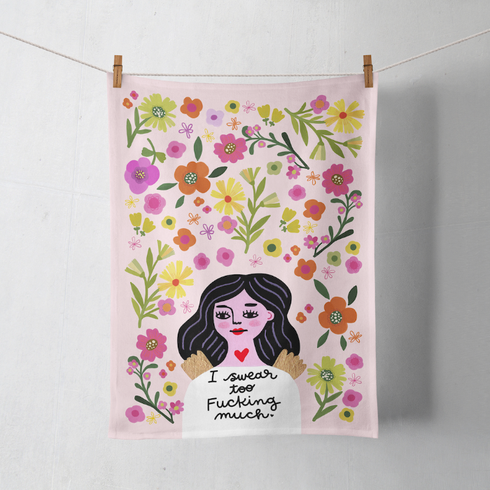 I Swear Too Fucking Much Grumpy Angel Dish Towel