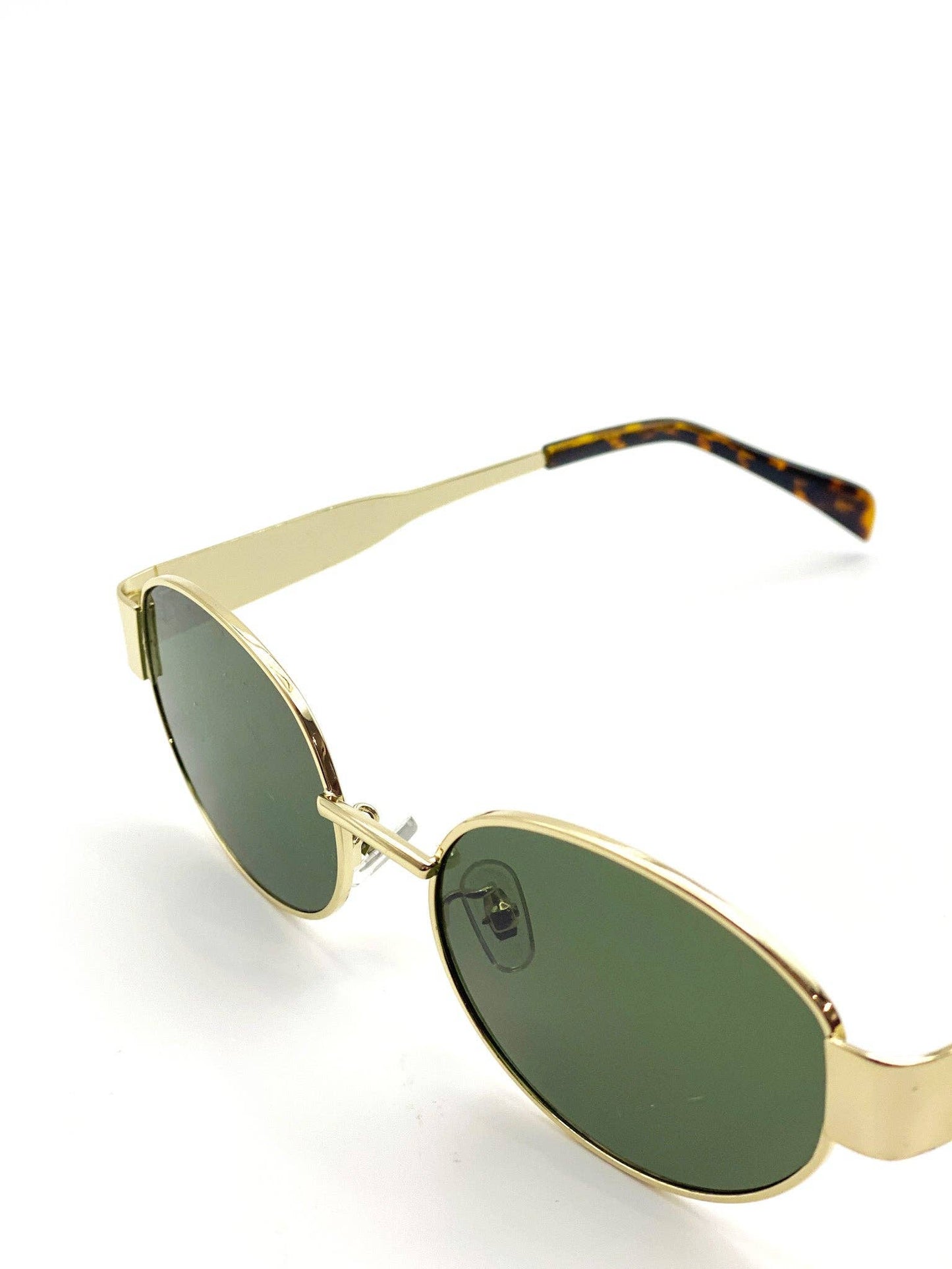 L&S Round Metal Oval Sunglasses in Green