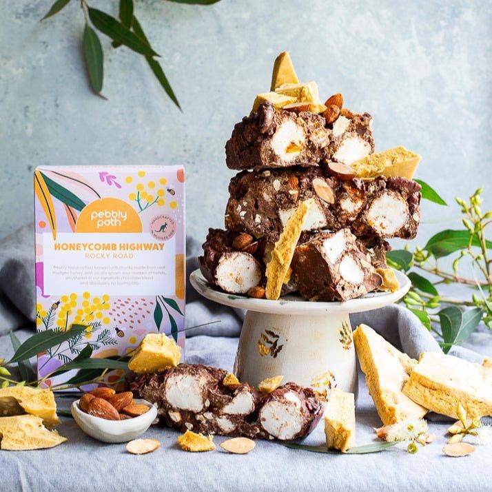 Pebbly Path Honeycomb Highway Rocky Road available at The Honey Emporium