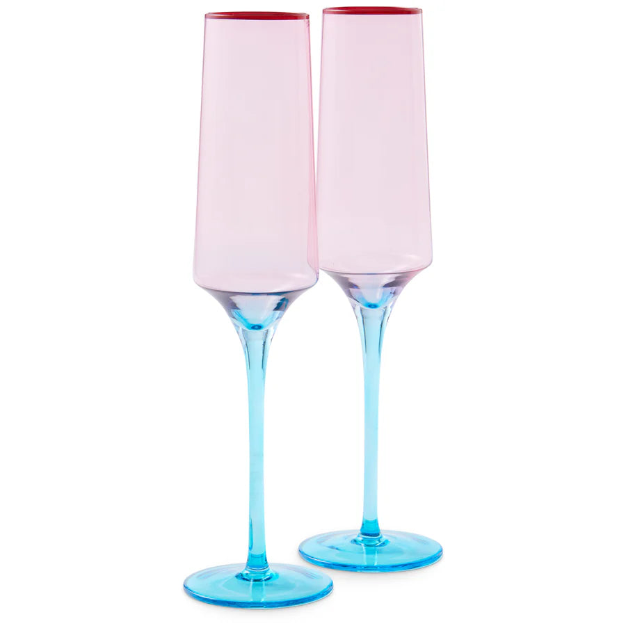 Kip&Co Champagne Glasses 2 Piece Set | Rose with a Twist available at The Honey Emporium